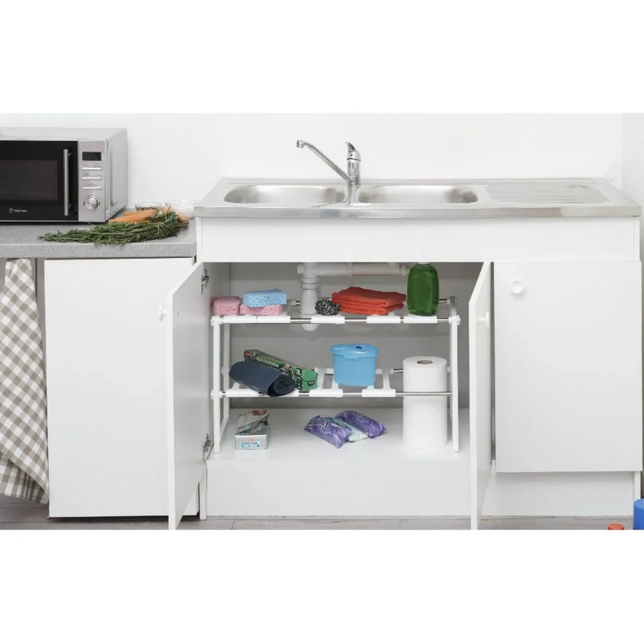 Clearance Gifi Étagère modulable dessous d'évier 2 niveaux