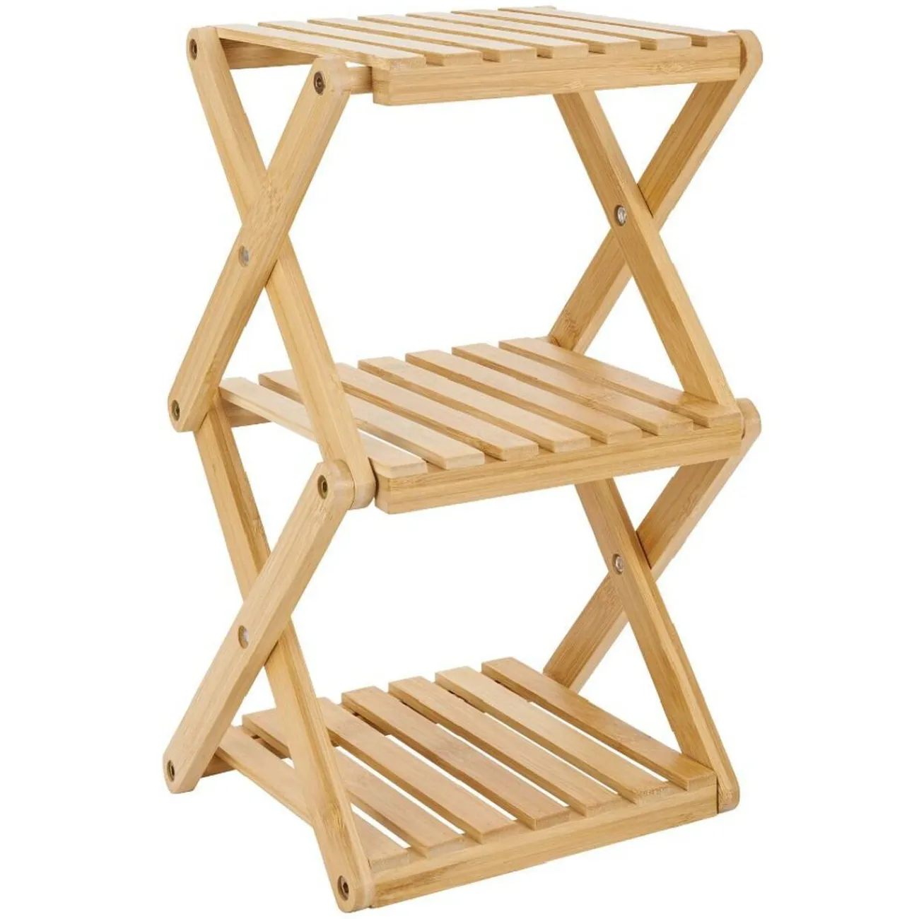 New Gifi Étagère 3 niveaux pliable bambou naturel 22,1xH35,5x18,3cm
