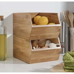 Clearance Gifi Étagère superposable en bambou marron