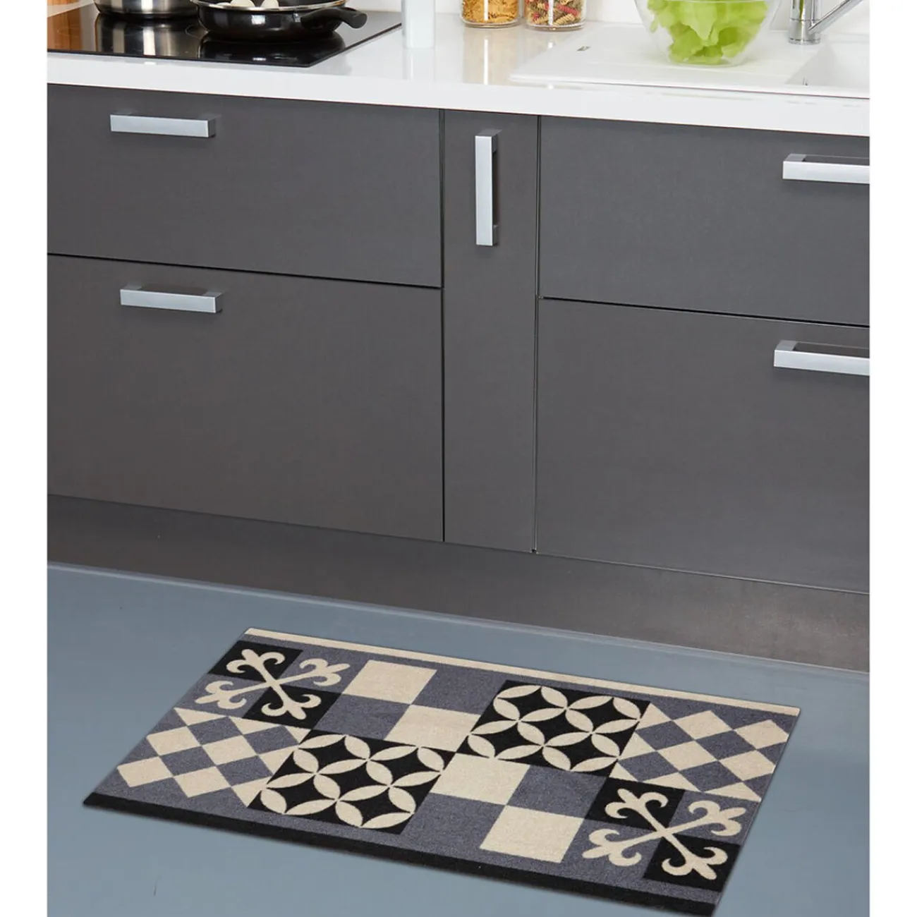 Gifi Nettoyage Et Entretien|Tapis de cuisine design géométrique