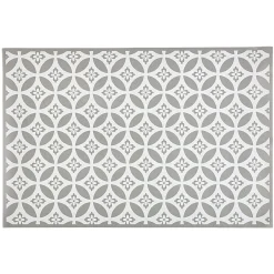 Gifi Nettoyage Et Entretien|Tapis de cuisine en vinyle imprimé rosace blanc et gris L. 70 cm