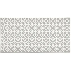 Gifi Nettoyage Et Entretien|Tapis de cuisine en vinyle imprimé rosace blanc et gris L. 99 cm