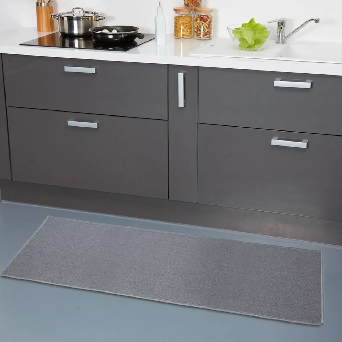 Gifi Nettoyage Et Entretien|Tapis de cuisine gris uni