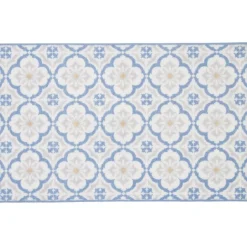 Gifi Nettoyage Et Entretien|Tapis de cuisine imprimé carreau de ciment bleu et blanc 80x50cm