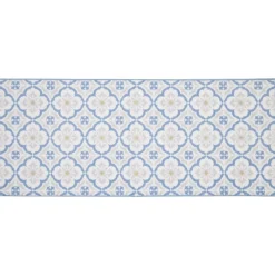 Gifi Nettoyage Et Entretien|Tapis de cuisine imprimé carreau de ciment bleu et blanc 120x50cm