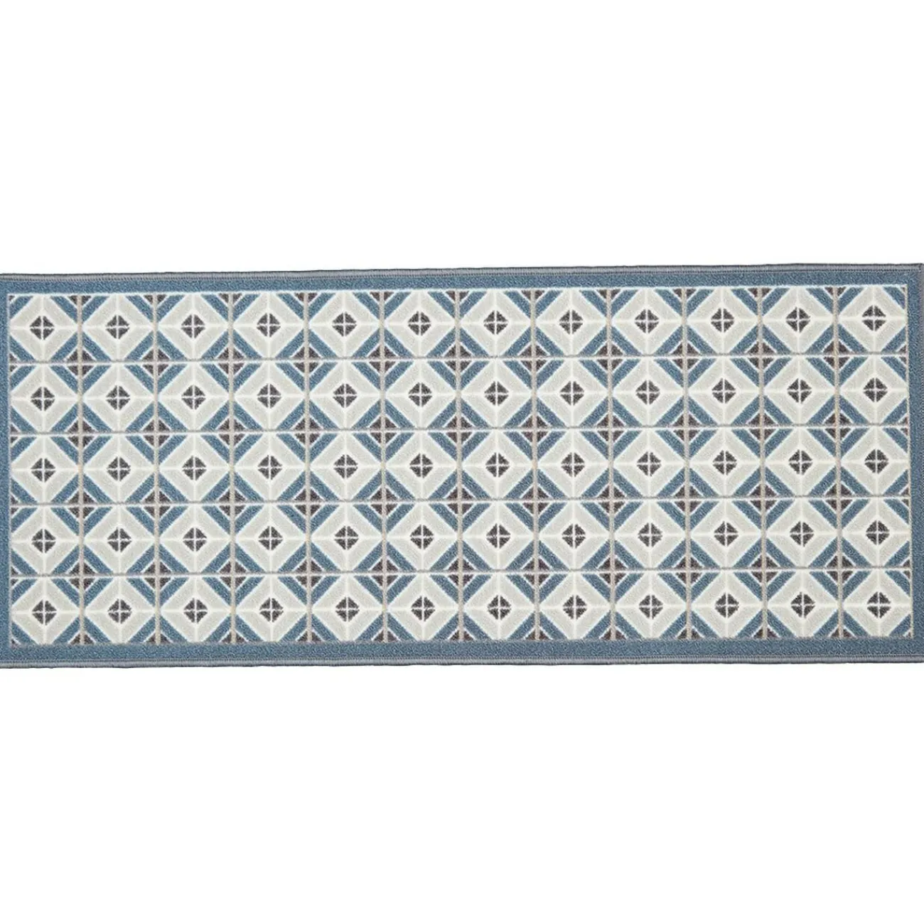 Gifi Nettoyage Et Entretien|Tapis de cuisine à motif graphique bleu marron 120x50 cm