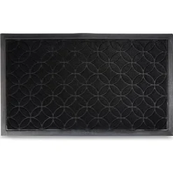 Gifi Nettoyage Et Entretien|Tapis d'entrée extérieur antidérapant 75x45cm polyester et caoutchouc noir
