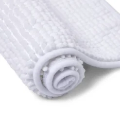 Gifi Aménagement Salle De Bain^Tapis de salle de bain chenille blanc 45x65cm