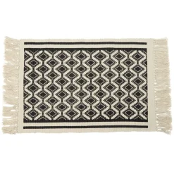 Gifi Aménagement Salle De Bain^Tapis de salle de bain en tissu à motif graphique noir et blanc