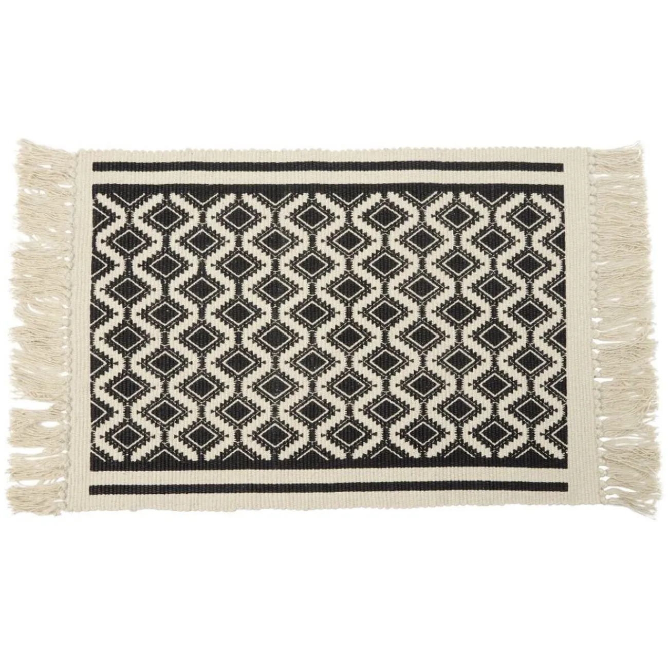 Gifi Aménagement Salle De Bain^Tapis de salle de bain en tissu à motif graphique noir et blanc