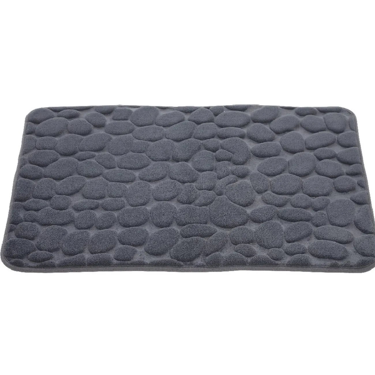 Gifi Aménagement Salle De Bain^Tapis de salle de bain à mémoire de forme effet galet gris