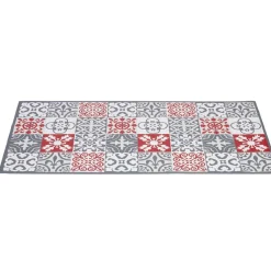 Gifi Nettoyage Et Entretien|Tapis vinyle imprimé carreau de ciment rouge gris L. 99 cm