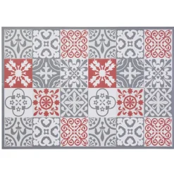 Gifi Nettoyage Et Entretien|Tapis vinyle imprimé carreau de ciment rouge gris L. 70 cm