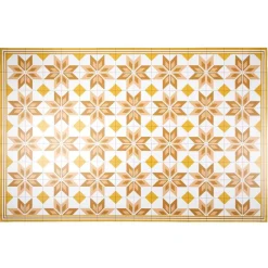 Gifi Nettoyage Et Entretien|Tapis vinyle motif carreau de ciment jaune et blanc 97x147cm