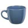 Outlet Gifi Tasse en faïence 23 cl uni bleu avec rainures verticales en relief