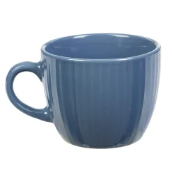 Outlet Gifi Tasse en faïence 23 cl uni bleu avec rainures verticales en relief