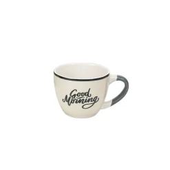 Best Gifi Tasse à expresso porcelaine vert avec inscription "Good Morning" 9 cl
