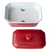 Discount Gifi Terrine avec couvercle et presse rectangulaire rouge blanche