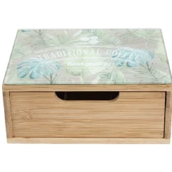 Gifi Tiroir à dosettes bambou motif feuilles