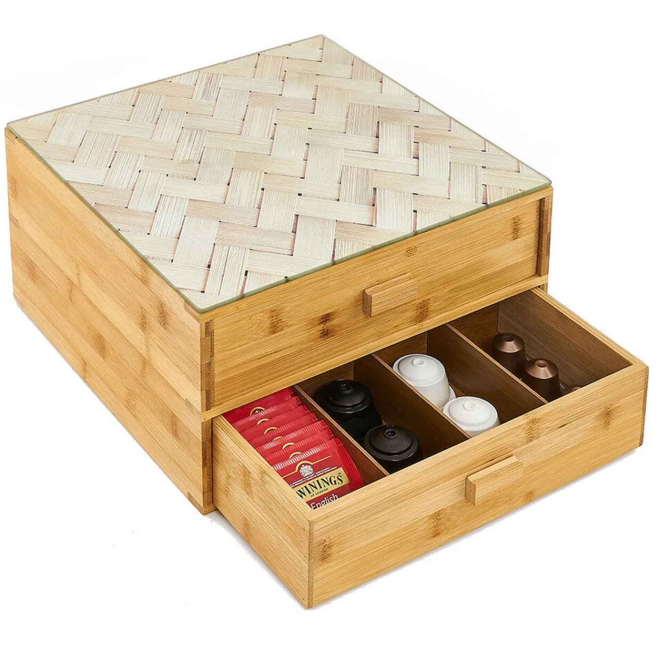 New Gifi Tiroir à dosettes et capsules 2 niveaux bambou