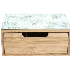 New Gifi Tiroir à dosettes motif feuilles bambou
