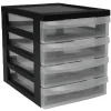 Gifi Rangement|Tour de rangement A5 noire 4 tiroirs transparent