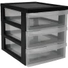 Gifi Rangement|Tour de rangement A5 noire 3 tiroirs transparent 6 L