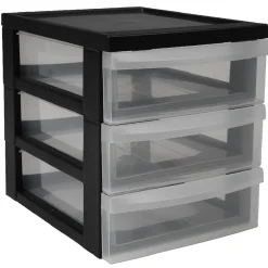 Gifi Rangement|Tour de rangement A5 noire 3 tiroirs transparent 6 L