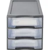 Gifi Rangement|Tour de rangement A4 3 tiroirs grise et transparente 12L
