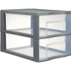 Gifi Rangement|Tour de rangement A4 2 tiroirs grise et transparente 14 L