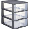 Gifi Rangement|Tour de rangement A5 3 tiroirs noir et transparent 6 L