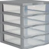 Gifi Rangement|Tour de rangement plastique 4 tiroirs A6 gris