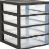 Gifi Rangement|Tour de rangement plastique 4 tiroirs A6 noir