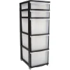 Gifi Rangement|Tour de rangement 5 tiroirs blanc transparent et noir