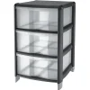 Gifi Rangement|Tour de rangement 3 tiroirs noir transparent 20L