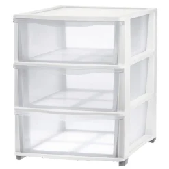 Gifi Rangement|Tour de rangement 3 tiroirs plastique blanc 37x27xH63cm