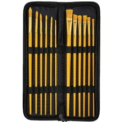 Gifi Beauté^Trousse avec pinceau doré en bois x12