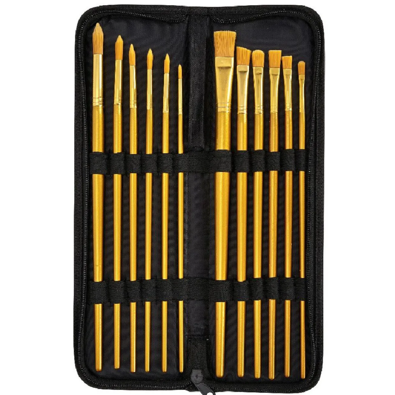 Gifi Beauté^Trousse avec pinceau doré en bois x12