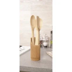 Outlet Gifi 3 ustensiles de cuisine et support bois