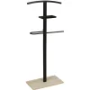Gifi Rangement|Valet en métal noir avec socle effet bois