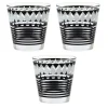 Outlet Gifi Verre bas motif graphique noir gris x 3