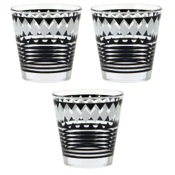 Outlet Gifi Verre bas motif graphique noir gris x 3