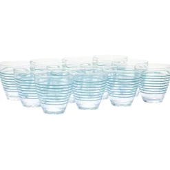 Outlet Gifi Verre bas transparent rayure bleu x 12