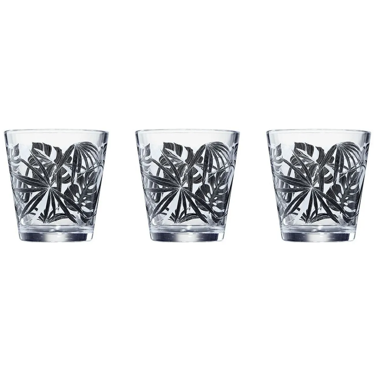Outlet Gifi Verre conique bas motif feuillage 25,5 cl x3