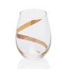 Best Gifi Verre à eau transparent motif ruban doré x3