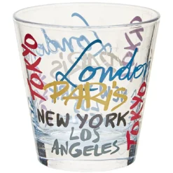Best Gifi Verre gobelet transparent déco cities multicolore x 3
