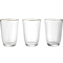 Sale Gifi Verre haut strié bord doré 39,5cl Ø8,5cm H12cm