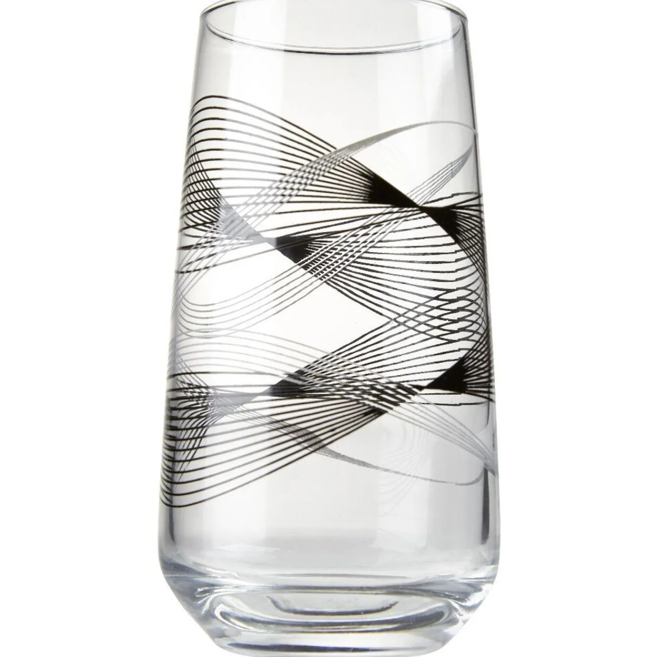 Sale Gifi Verre haut transparent motif graphisme ligne noire 48 cl